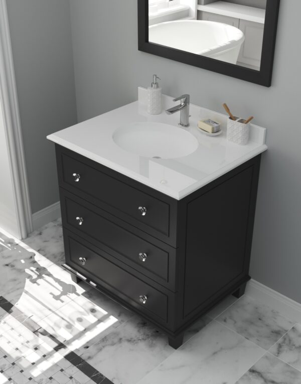 Laviva Luna 30" Espresso Bathroom Vanity with Pure White Phoenix Stone Countertop