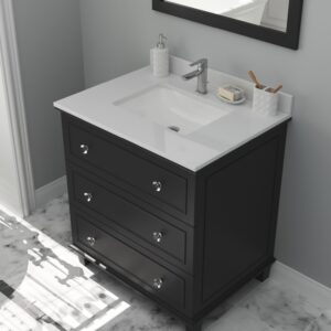 Laviva Luna 30" Espresso Bathroom Vanity with White Quartz  Countertop