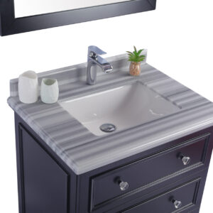 Laviva Luna 30" Espresso Bathroom Vanity with White Stripes Marble Countertop