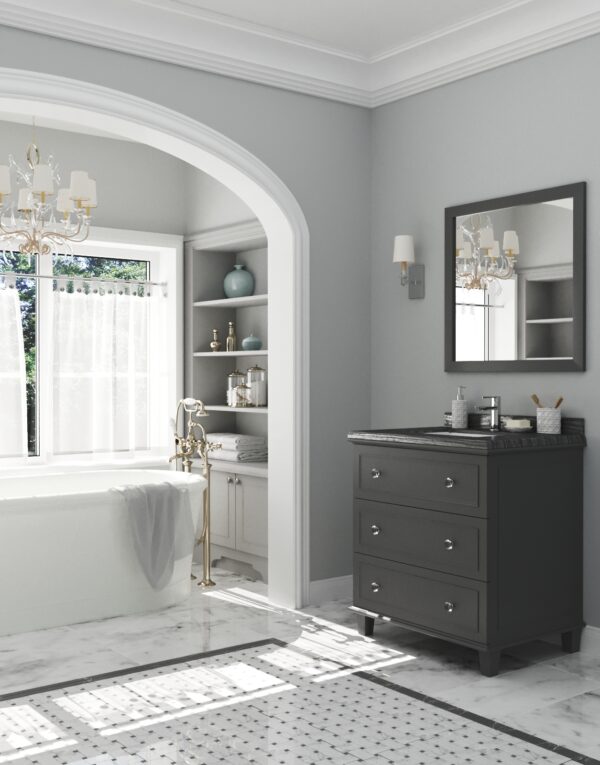 Laviva Luna 30" Maple Grey Bathroom Vanity with Black Wood Marble Countertop