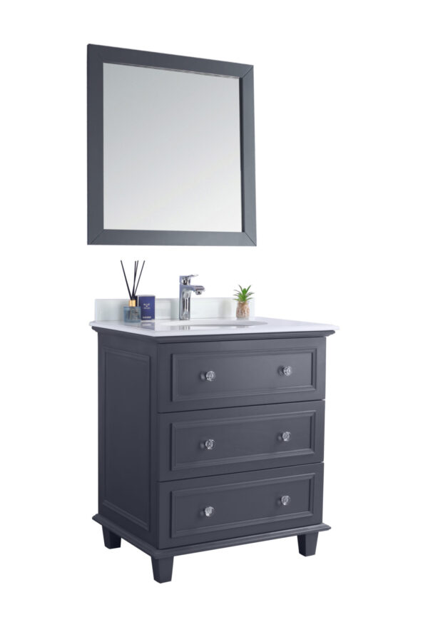 Laviva Luna 30" Maple Grey Bathroom Vanity with Pure White Phoenix Stone Countertop