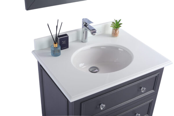 Laviva Luna 30" Maple Grey Bathroom Vanity with Pure White Phoenix Stone Countertop