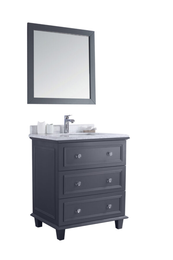 Laviva Luna 30" Maple Grey Bathroom Vanity with White Carrara Marble Countertop