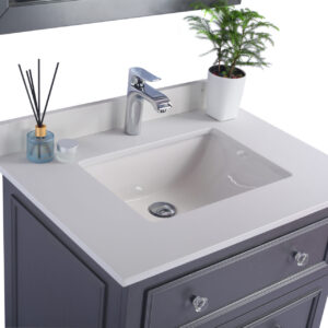 Laviva Luna 30" Maple Grey Bathroom Vanity with White Quartz Countertop