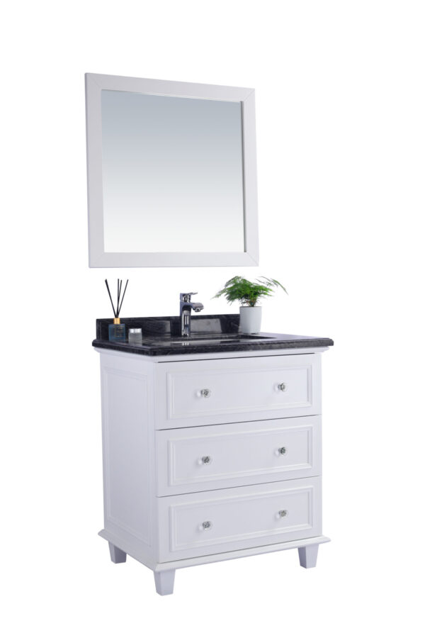 Laviva Luna 30" White Bathroom Vanity with Black Wood Marble Countertop