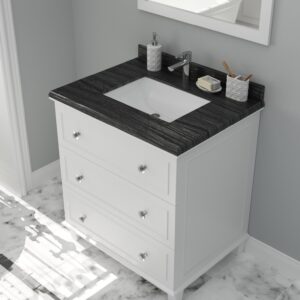 Laviva Luna 30" White Bathroom Vanity with Black Wood Marble Countertop