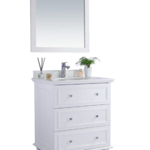 Laviva Luna 30" White Bathroom Vanity with Pure White Phoenix Stone Countertop