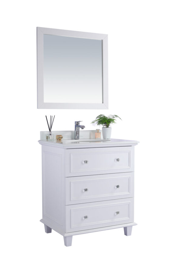 Laviva Luna 30" White Bathroom Vanity with Pure White Phoenix Stone Countertop