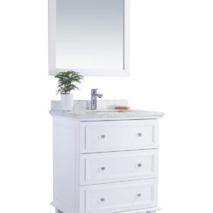 Laviva Luna 30" White Bathroom Vanity with White Carrara Marble Countertop