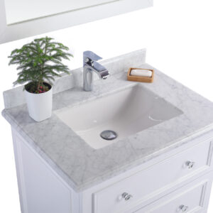 Laviva Luna 30" White Bathroom Vanity with White Carrara Marble Countertop