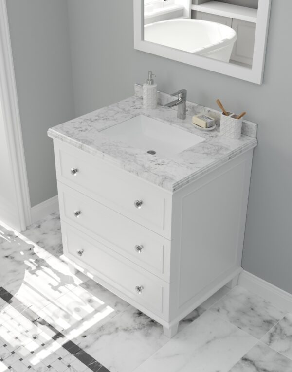 Laviva Luna 30" White Bathroom Vanity with White Carrara Marble Countertop