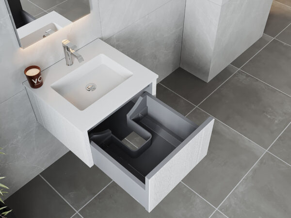 Laviva Legno 24" Alabaster White Bathroom Vanity with Matte White VIVA Stone Solid Surface Countertop