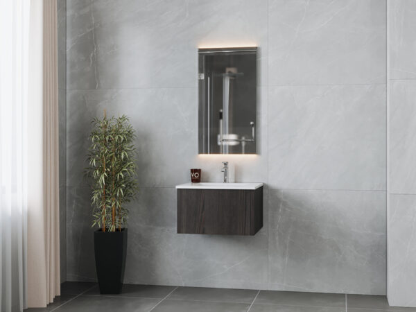 Laviva Legno 24" Carbon Oak Bathroom Vanity with Matte White VIVA Stone Solid Surface Countertop