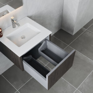 Laviva Legno 24" Carbon Oak Bathroom Vanity with Matte White VIVA Stone Solid Surface Countertop