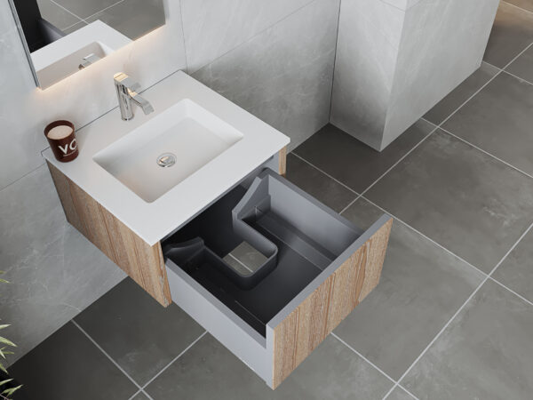 Laviva Legno 24" Weathered Grey Bathroom Vanity with Matte White VIVA Stone Solid Surface Countertop