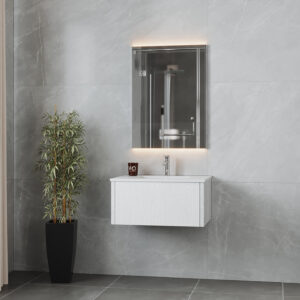 Laviva Legno 30" Alabaster White Bathroom Vanity with Matte White VIVA Stone Solid Surface Countertop