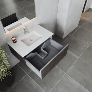 Laviva Legno 36" Carbon Oak Bathroom Vanity with Matte White VIVA Stone Solid Surface Countertop