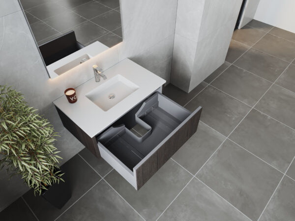 Laviva Legno 36" Carbon Oak Bathroom Vanity with Matte White VIVA Stone Solid Surface Countertop