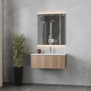 Laviva Legno 36" Weathered Grey Bathroom Vanity with Matte White VIVA Stone Solid Surface Countertop