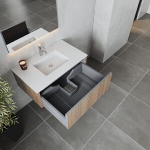 Laviva Legno 36" Weathered Grey Bathroom Vanity with Matte White VIVA Stone Solid Surface Countertop