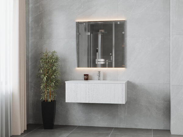 Laviva Legno 42" Alabaster White Bathroom Vanity with Matte White VIVA Stone Solid Surface Countertop