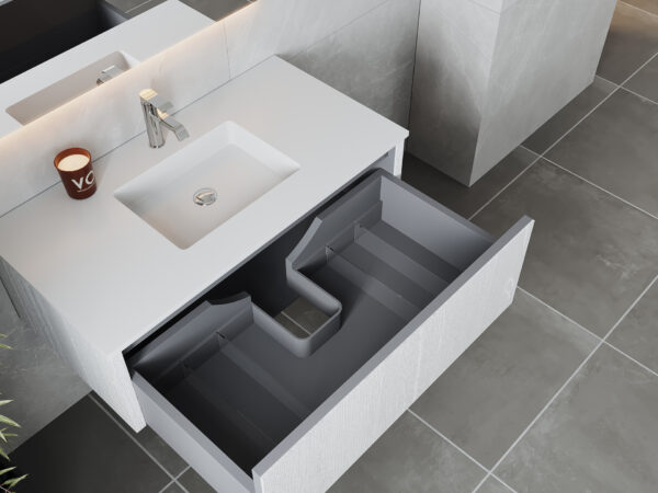 Laviva Legno 42" Alabaster White Bathroom Vanity with Matte White VIVA Stone Solid Surface Countertop