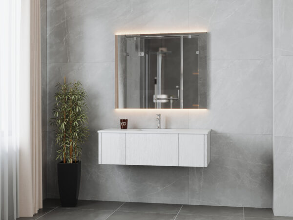 Laviva Legno 48" Alabaster White Bathroom Vanity with Matte White VIVA Stone Solid Surface Countertop