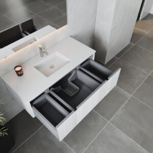 Laviva Legno 48" Alabaster White Bathroom Vanity with Matte White VIVA Stone Solid Surface Countertop