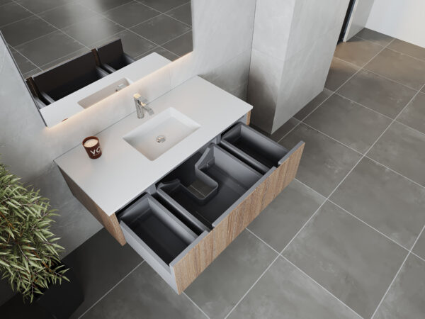 Laviva Legno 48" Weathered Grey Bathroom Vanity with Matte White VIVA Stone Solid Surface Countertop