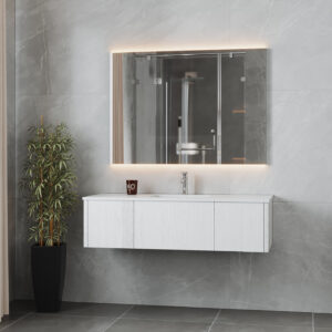 Laviva Legno 54" Alabaster White Bathroom Vanity with Matte White VIVA Stone Solid Surface Countertop