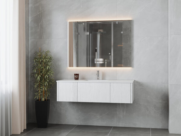 Laviva Legno 54" Alabaster White Bathroom Vanity with Matte White VIVA Stone Solid Surface Countertop