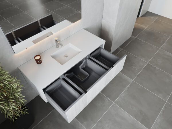 Laviva Legno 54" Alabaster White Bathroom Vanity with Matte White VIVA Stone Solid Surface Countertop