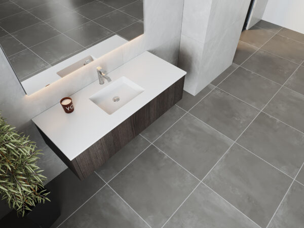 Laviva Legno 54" Carbon Oak Bathroom Vanity with Matte White VIVA Stone Solid Surface Countertop