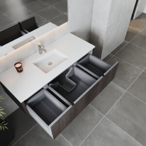 Laviva Legno 54" Carbon Oak Bathroom Vanity with Matte White VIVA Stone Solid Surface Countertop