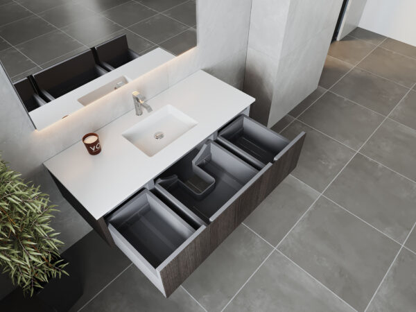 Laviva Legno 54" Carbon Oak Bathroom Vanity with Matte White VIVA Stone Solid Surface Countertop