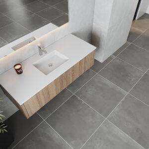 Laviva Legno 54" Weathered Grey Bathroom Vanity with Matte White VIVA Stone Solid Surface Countertop