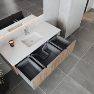 Laviva Legno 54" Weathered Grey Bathroom Vanity with Matte White VIVA Stone Solid Surface Countertop