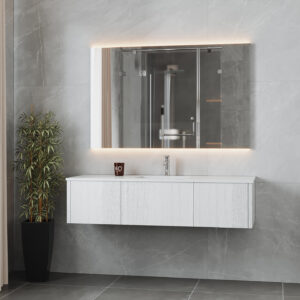 Laviva Legno 60" Alabaster White Single Sink Bathroom Vanity with Matte White VIVA Stone Solid Surface Countertop