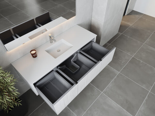 Laviva Legno 60" Alabaster White Single Sink Bathroom Vanity with Matte White VIVA Stone Solid Surface Countertop