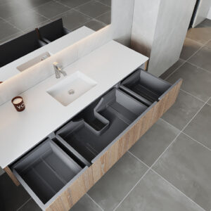 Laviva Legno 72" Weathered Grey Single Sink Bathroom Vanity with Matte White VIVA Stone Solid Surface Countertop