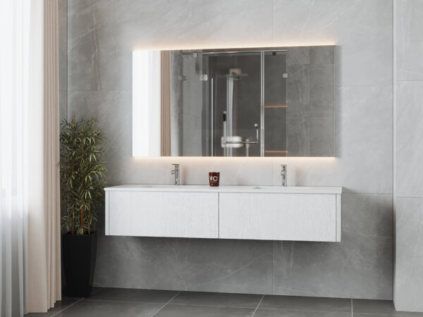 Laviva Legno 72" Alabaster White Double Sink Bathroom Vanity with Matte White VIVA Stone Solid Surface Countertop