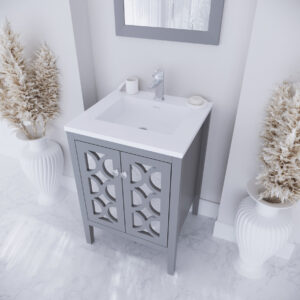 Laviva Mediterraneo 24" Grey Bathroom Vanity with Matte White VIVA Stone Solid Surface Countertop