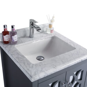 Laviva Mediterraneo 24" Grey Bathroom Vanity with White Carrara Marble Countertop