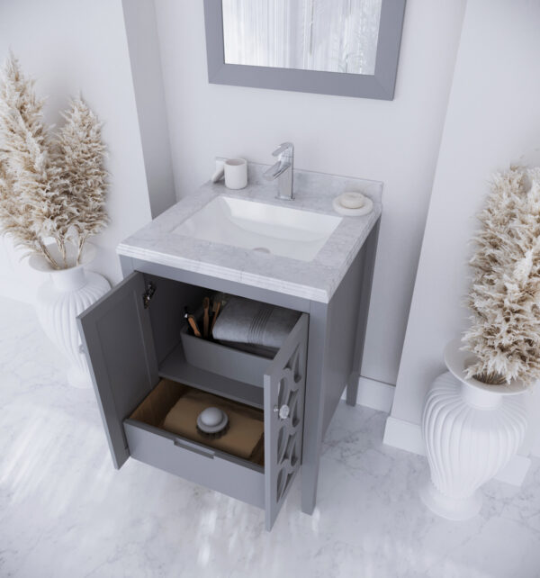 Laviva Mediterraneo 24" Grey Bathroom Vanity with White Carrara Marble Countertop