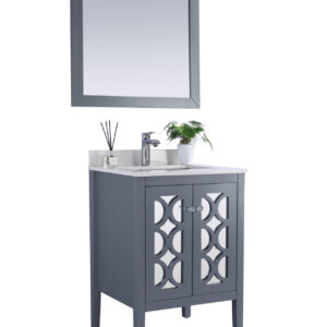 Laviva Mediterraneo 24" Grey Bathroom Vanity with White Quartz Countertop