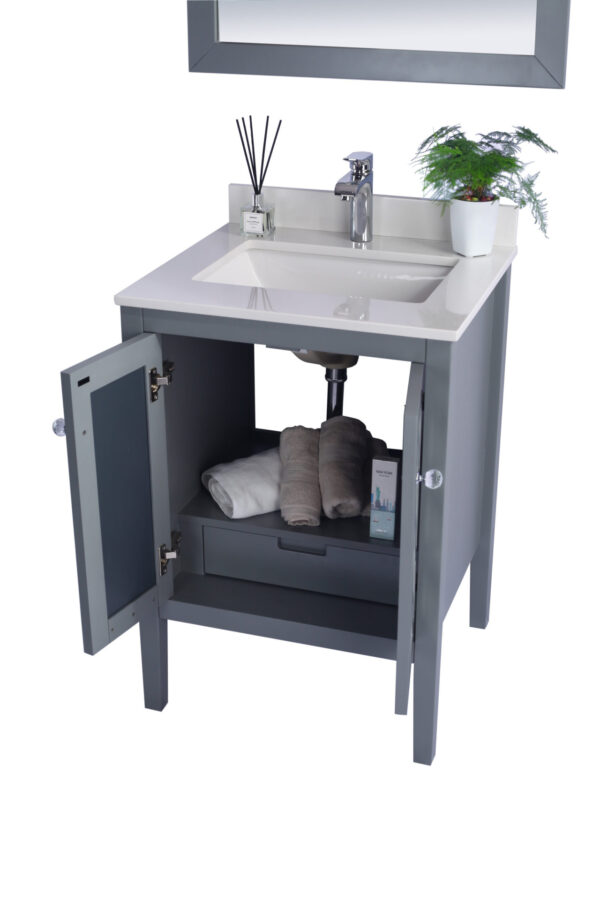 Laviva Mediterraneo 24" Grey Bathroom Vanity with White Quartz Countertop