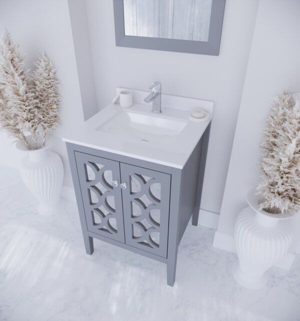 Laviva Mediterraneo 24" Grey Bathroom Vanity with White Quartz Countertop