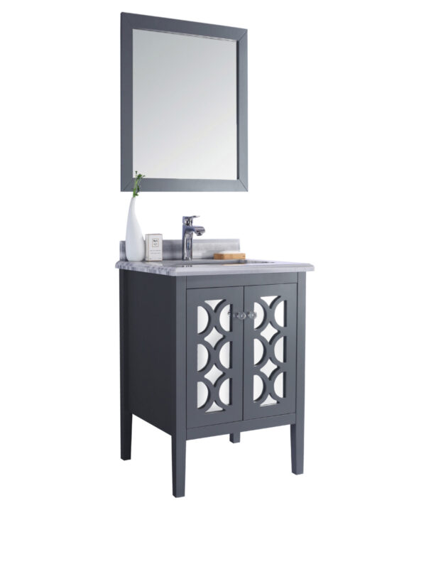 Laviva Mediterraneo 24" Grey Bathroom Vanity with White Stripes Marble Countertop