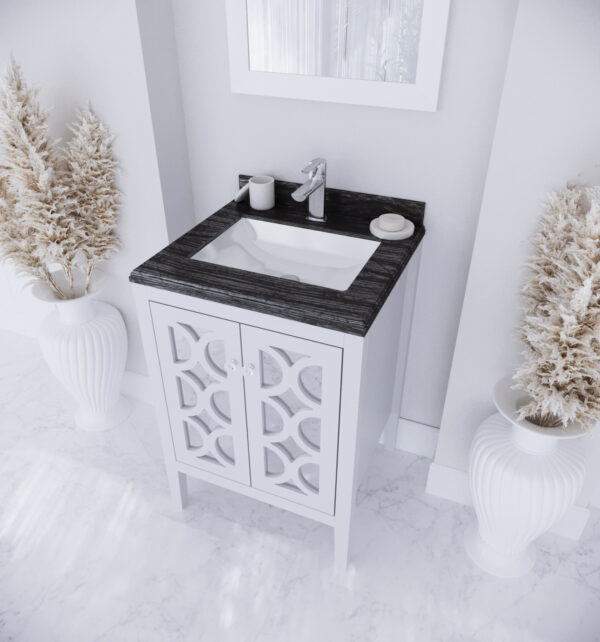 Laviva Mediterraneo 24" White Bathroom Vanity with Black Wood Marble Countertop