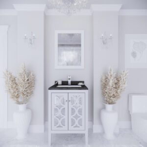 Laviva Mediterraneo 24" White Bathroom Vanity with Black Wood Marble Countertop